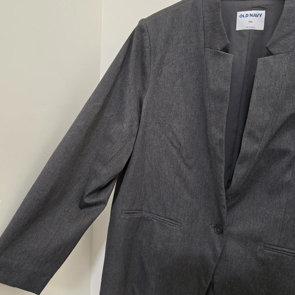 OLD NAVY size XXL Classic Twill Pixie Notched Lapel Single Button Blazer Gray‎
